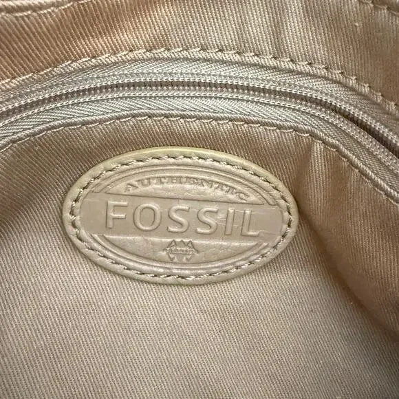 Fossil Leather Preston Small Flap Crossbody Handbag Tan Latte Khaki - Picture 8 of 9